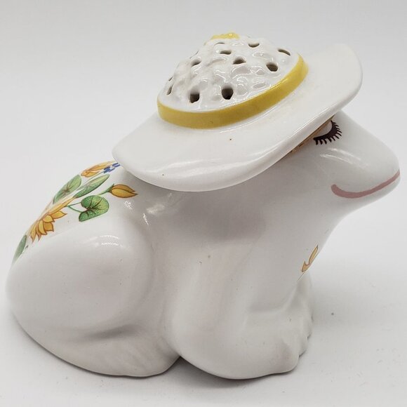Avon Vintage 1980-82 Yellow Floral Greenery Flirtatious Frog Ceramic Pomander - Picture 1 of 14
